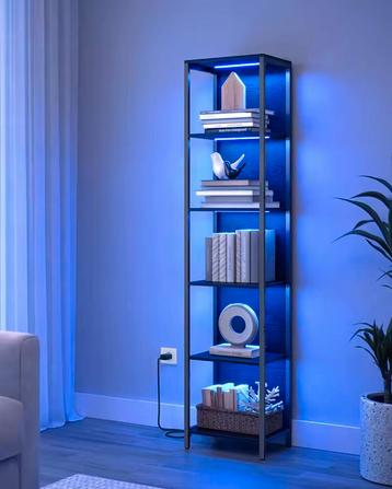 Boekenkast met Verstelbare LED-verlichting – Ebony Zwart