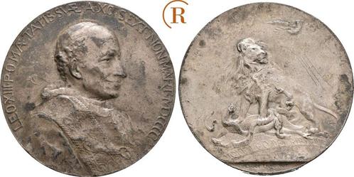 Verzilverte brons medaille 1900 Vatikan: Leo Xiii, 1878-1..., Postzegels en Munten, Penningen en Medailles, Verzenden