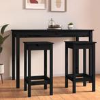 vidaXL Barstoelen 2 st 40x40x78 cm massief grenenhout zwart, Huis en Inrichting, Stoelen, Verzenden, Nieuw, Zwart
