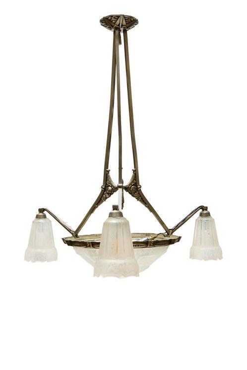 Art-Deco Hanglamp, Maynadier Hanglamp, Ophalen dan -25%, Antiek en Kunst, Antiek | Lampen, Ophalen of Verzenden