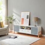 TV-meubel Kvaefjord 160x40x52 cm wit en grijs [en.casa], Verzenden, Nieuw