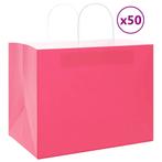 vidaXL Papieren zakken 50 st met hengsels 32x22x24 cm roze, Verzenden, Nieuw