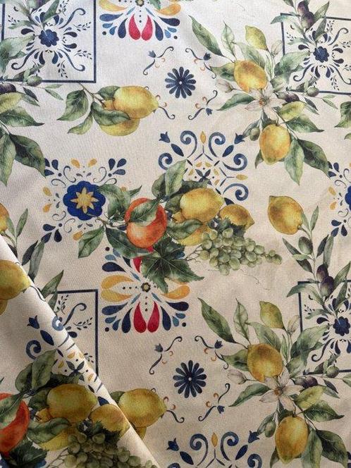 Elegante stof in Amalfi-stijl met citroenen en, Antiek en Kunst, Antiek | Kleden en Textiel