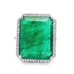 Ring Platina - 12.69ct. tw. Smaragd - Diamant, Nieuw
