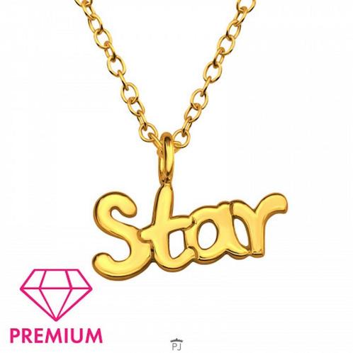 Ketting - Star - Echt zilver - Gold plated - Huidvriendelijk, Sieraden, Tassen en Uiterlijk, Kettingen, Goud, Nieuw, Met hanger