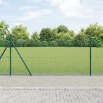 vidaXL Gelaste Draadhek met 7 Flenspalen Groen 0.8x10 m, Tuin en Terras, Verzenden, Nieuw, IJzer