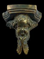 Wandrek - Gesso patinato - Vleugelig cherubijn