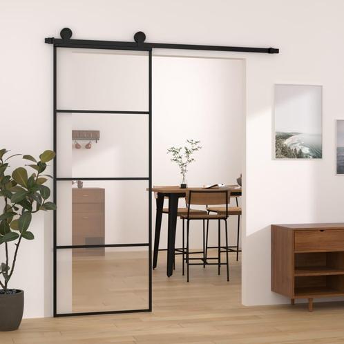vidaXL Schuifdeur met beslag 76x205 cm ESG-glas en aluminium, Doe-het-zelf en Verbouw, Deuren en Horren, Nieuw, Verzenden