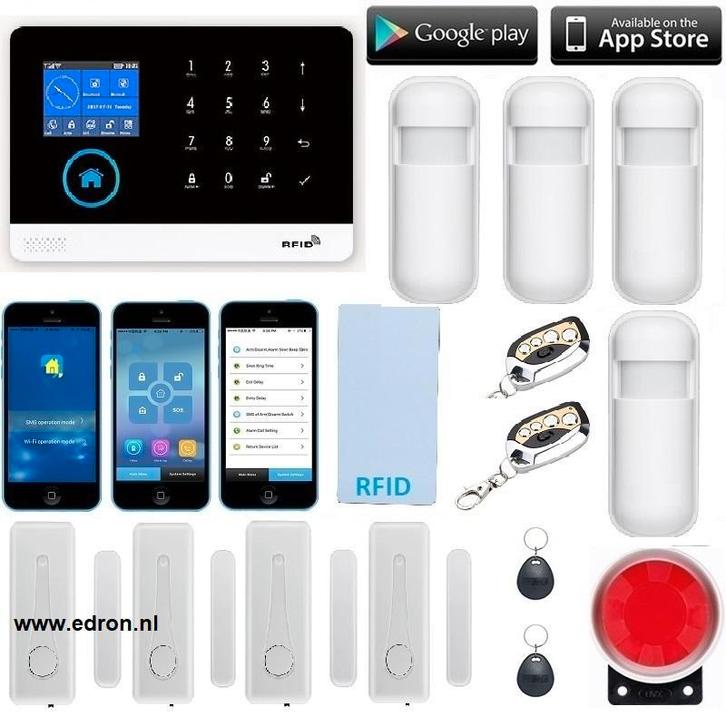 Draadloos professioneel 4G alarmsysteem WIFI met RFID, Doe-het-zelf en Verbouw, Alarmsystemen, Compleet systeem, Nieuw, Draadloos