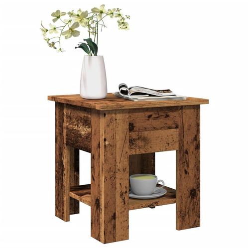 vidaXL Salontafel 40x40x42 cm bewerkt hout oud houtkleurig, Huis en Inrichting, Tafels | Salontafels, 50 tot 100 cm, Nieuw, Overige houtsoorten
