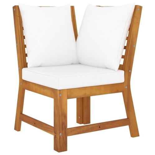 vidaXL Hoekbank sectioneel met crèmekleurig kussen massief, Tuin en Terras, Tuinsets en Loungesets, Nieuw, Hardhout, Verzenden