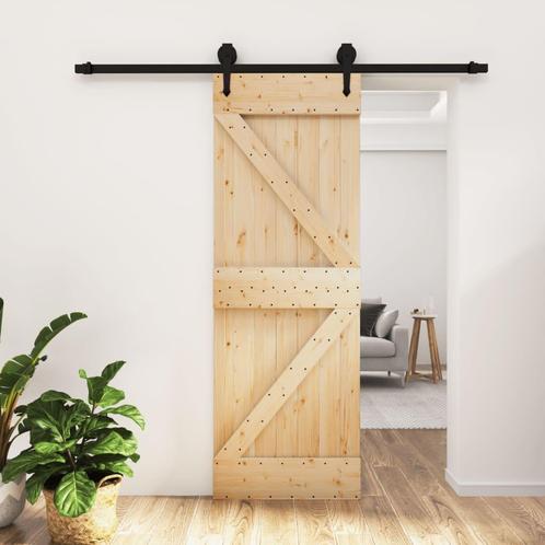 vidaXL Schuifdeur met beslag 70x210 cm massief grenenhout, Doe-het-zelf en Verbouw, Deuren en Horren, Nieuw, Verzenden