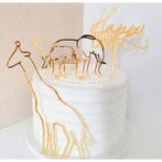 Acryl taarttopper Happy Birthday met giraf, olifant + leeuw, Hobby en Vrije tijd, Taarten en Cupcakes maken, Verzenden, Nieuw