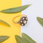 Gouden Victoriaanse ring met roos geslepen diamanten, 18 tot 19, Gebruikt, Overige kleuren, Ophalen of Verzenden