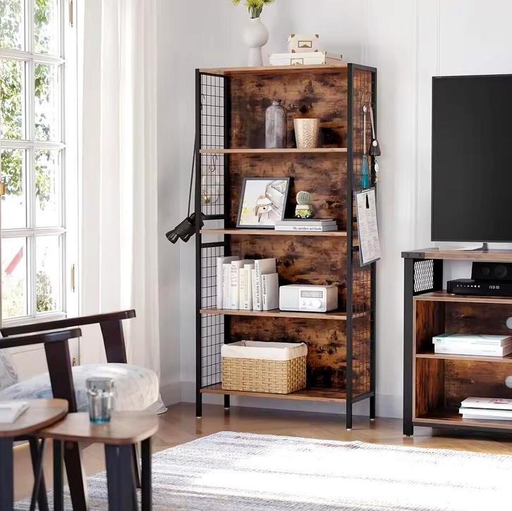 Industrieel Boekenrek met 4 S-Haken – Boekenkast 74x30×155cm, Huis en Inrichting, Kasten | Boekenkasten, 25 tot 50 cm, Met plank(en)