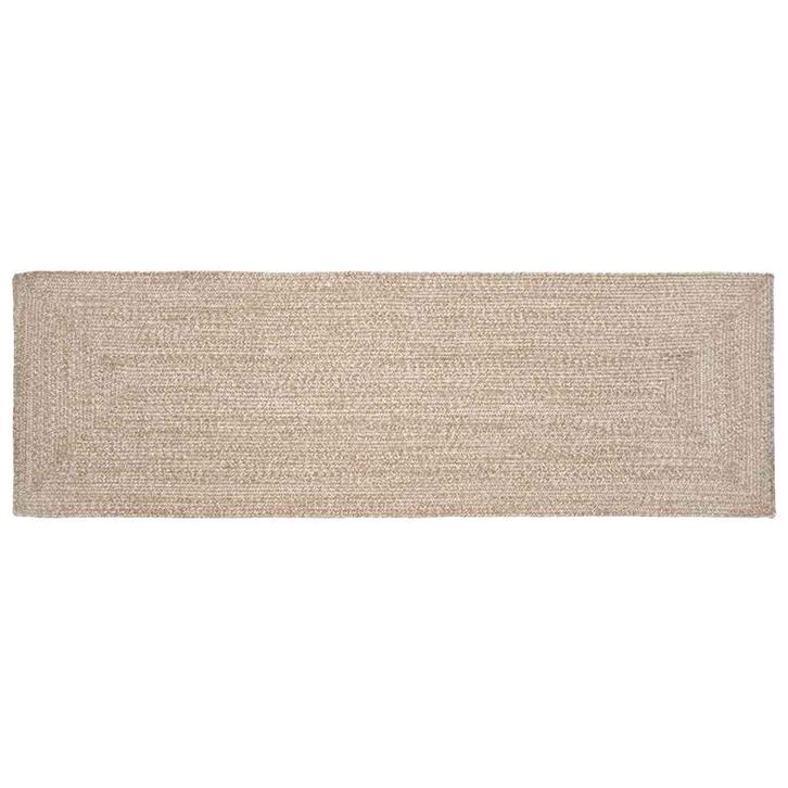 vidaXL Tapijt Natuurlijk en wit 60 x 200 cm Jute, Huis en Inrichting, Stoffering | Tapijten en Kleden, Bruin, Nieuw, Verzenden