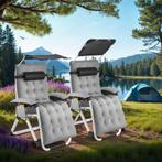 Ligstoel Cloud II met zonnekap, opvouwbaar - lichtgrijs, Set, Verzenden, Nieuw