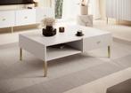 Meubella Salontafel Vermont wit goud 100cm, Huis en Inrichting, Tafels | Salontafels, 100 tot 150 cm, Verzenden, Nieuw, 50 tot 100 cm