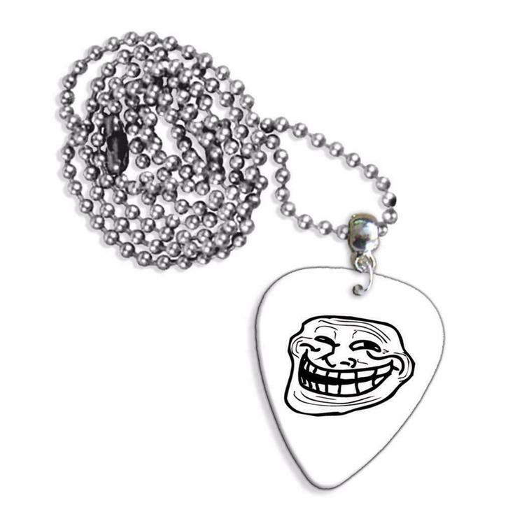 Plectrum ketting of sleutelhanger met Troll Face Meme, Verzamelen, Overige Verzamelen, Nieuw, Ophalen of Verzenden
