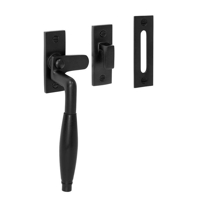 Raamsluiting Deco, verstevigd, mat zwart, links, Doe-het-zelf en Verbouw, Hang- en Sluitwerk, Schuif of Grendel, Nieuw, Koper of Messing