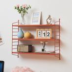 Wandrek Strängnäs met 3 planken staal baksteenrood 50x60x15, Huis en Inrichting, Woonaccessoires | Wandplanken en Boekenplanken