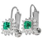 Clip-on oorbellen - 14 karaat Witgoud - 1.21ct. tw. Smaragd, Sieraden, Tassen en Uiterlijk, Antieke sieraden