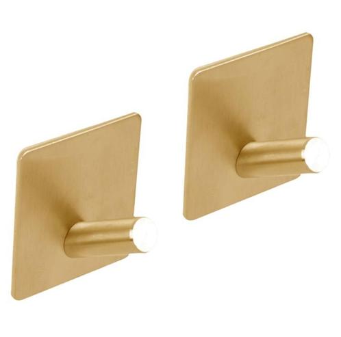 Differnz haak zelfklevend vierkant schuin rvs goud 2 stuks, Huis en Inrichting, Woonaccessoires | Kapstokken, Verzenden