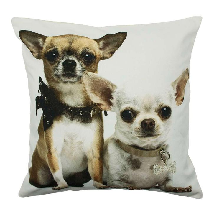 canvas kussen 2 chihuahuas 50x50cm*, Huis en Inrichting, Woonaccessoires | Overige, Verzenden