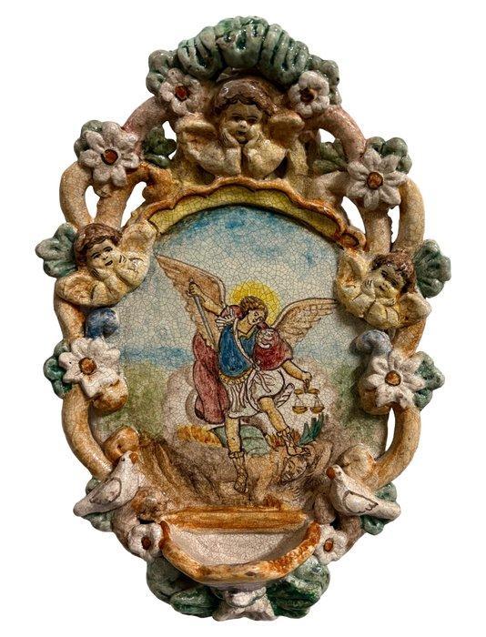 Wijwatervat - 1950-1960 - Sint-Michiel de Aartsengel - 30 cm, Antiek en Kunst, Antiek | Boeken en Bijbels