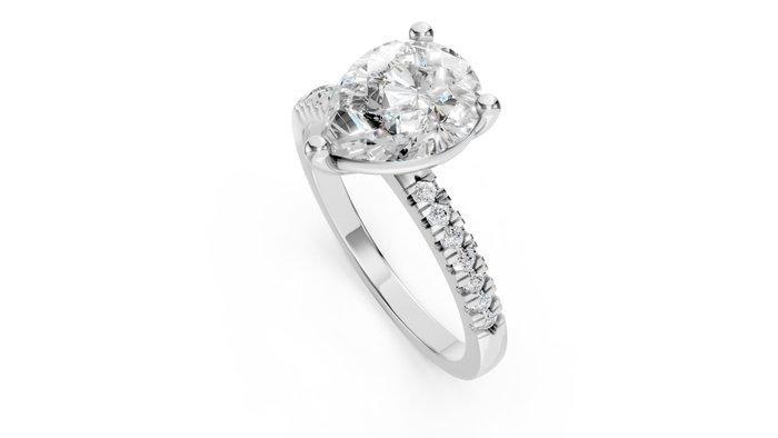 Ring - 14 karaat Witgoud - 2.62ct. tw. Diamant (Lab-grown) -, Sieraden, Tassen en Uiterlijk, Ringen