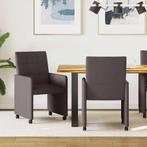 vidaXL Dining Stoelen met Wielen 2 pcs Donkerbruin 58 x 65 x, Huis en Inrichting, Stoelen, Verzenden, Nieuw, Bruin