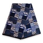 Afrikaanse print stof - Blauw Bogolan Mosaic - 100% katoen -, Ophalen of Verzenden, Nieuw