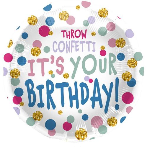 Helium Ballon Birthday Throw Confetti Leeg 45cm, Hobby en Vrije tijd, Feestartikelen, Nieuw, Verzenden