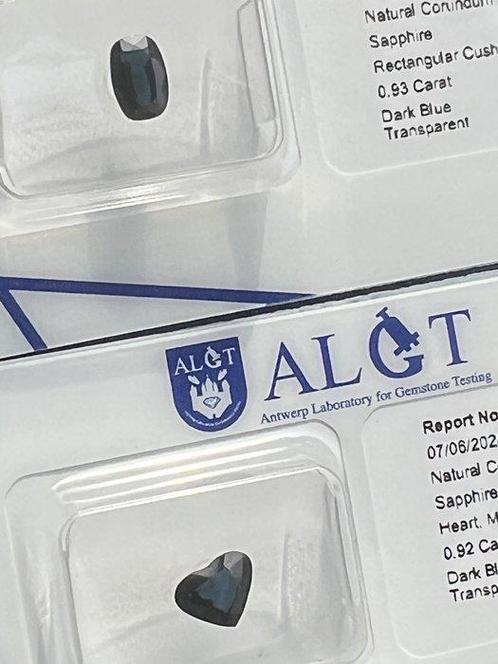 Blauw Saffier - 1.85 ct - Antwerp Laboratory for Gemstone, Sieraden, Tassen en Uiterlijk, Edelstenen