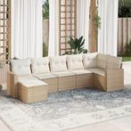 vidaXL 7-delige Loungeset met kussens poly rattan beige, Tuin en Terras, Tuinsets en Loungesets, Verzenden, Nieuw, Rotan, Loungeset