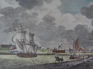 Kopergravure Staveren vanuit Zuiderzee, M. Sallieth 1781 beschikbaar voor biedingen