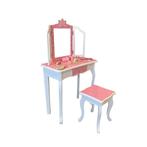 Kaptafel en Stoel Voor Kinderen - Hout - Roze/Wit