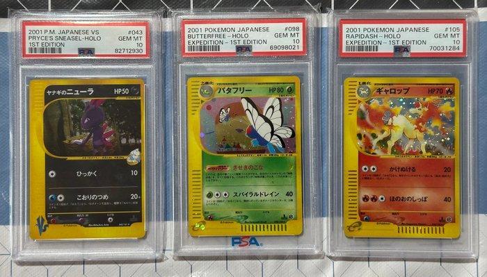 Pokémon - 3 Graded card - Sneasel, Butterfree, Rapidash 043,, Hobby en Vrije tijd, Verzamelkaartspellen | Pokémon
