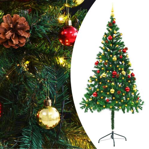 vidaXL Kunstkerstboom met verlichting en kerstballen 180 cm, Diversen, Kerst, Nieuw, Verzenden