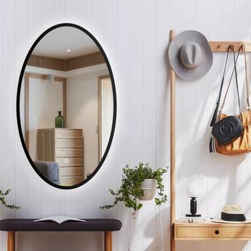 Ovale LED spiegel met zwart metalen frame - 600x1000mm beschikbaar voor biedingen