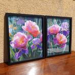 Ksavera - Peonies B104 - diptych - paintings in frame