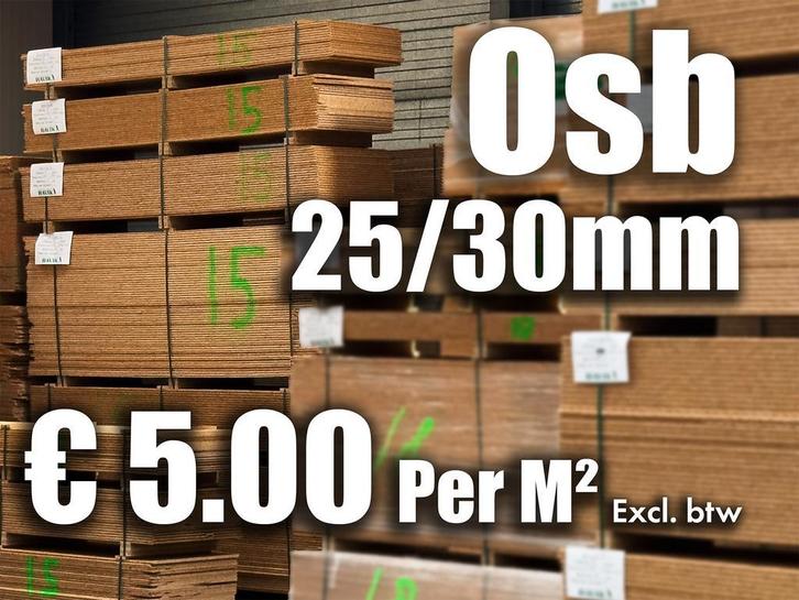 OSB platen met schoonheidsfoutje dikte 25 en 30mm., Doe-het-zelf en Verbouw, Platen en Panelen, 20 tot 50 mm, Nieuw, Hout, Ophalen