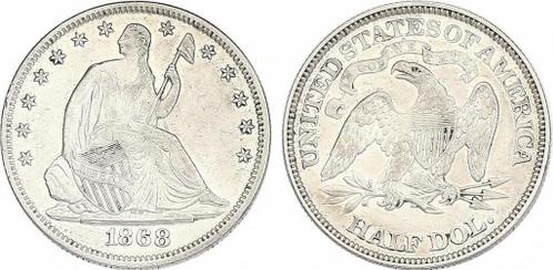 1/2 Dollar 1868 Usa Seated Liberty zilver
