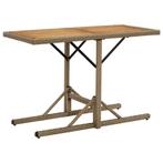 vidaXL Tuintafel massief acaciahout en poly rattan beige, Verzenden, Nieuw