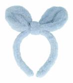 Haarband Diadeem 2,5cm – Strik Oortjes – Teddy Stof – Blauw, Nieuw