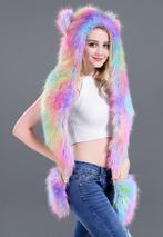 Hood Lila Tye Die Pastel Regenboog Wolf Beer Muts met Sjaal, Nieuw, Ophalen of Verzenden