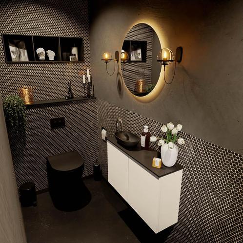MONDIAZ FOWY toiletmeubel 80cm kleur talc. Waskom positie, Doe-het-zelf en Verbouw, Sanitair, Bad, Nieuw, Ophalen of Verzenden