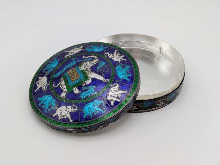 Doos - .925 zilver - Indiaans zilver emaille afgewerkt, Antiek en Kunst, Kunst | Niet-Westerse kunst