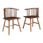 Eetkamerstoel Stami 79x53x47,5 cm set van 2 walnootkleurig [, Huis en Inrichting, Stoelen, Verzenden, Nieuw