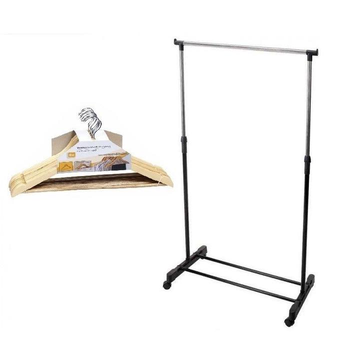 Mobiel kledingrek 162 cm inclusief 8 houten kledinghangers.., Huis en Inrichting, Overige Huis en Inrichting, Verzenden